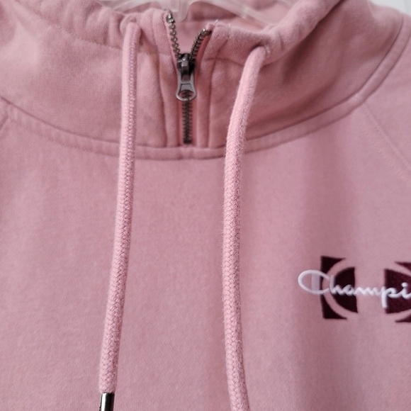 Champion Campus Eco Fleece Mini Zip Mock Neck Large Pink - Picture 5 of 7